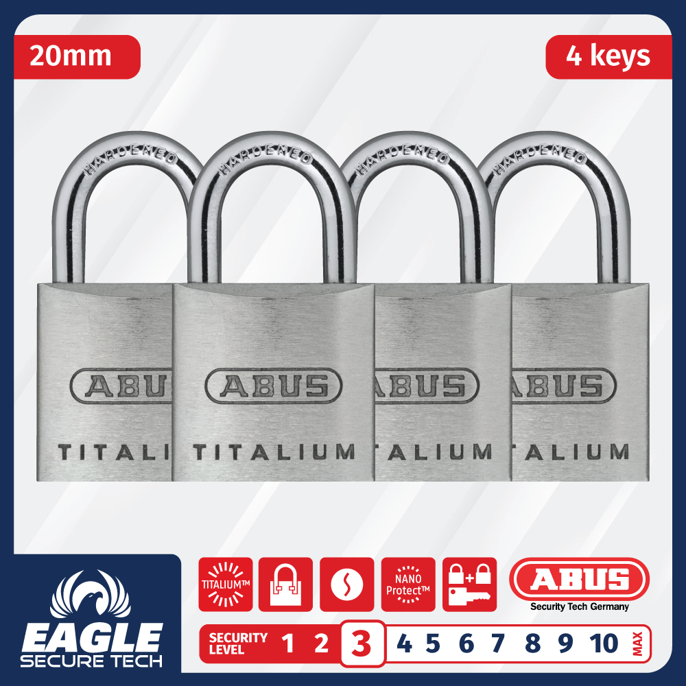 Cadenas ABUS Titalium 64TI/30 - Lot De 2, Sécurité Niveau 4, Corps Aluminium, Anse Acier Trempé - Pour Cave, Portail, Casier
